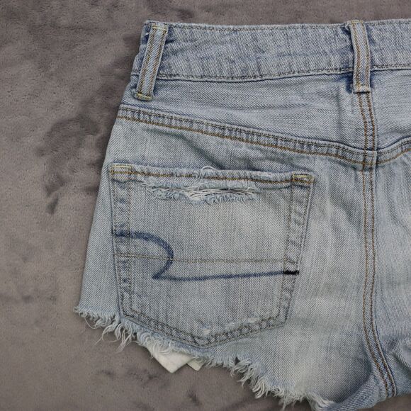 American Eagle Outfitters Shorts Womens 00 Blue High Rise Cut Off Distressed - Picture 9 of 12